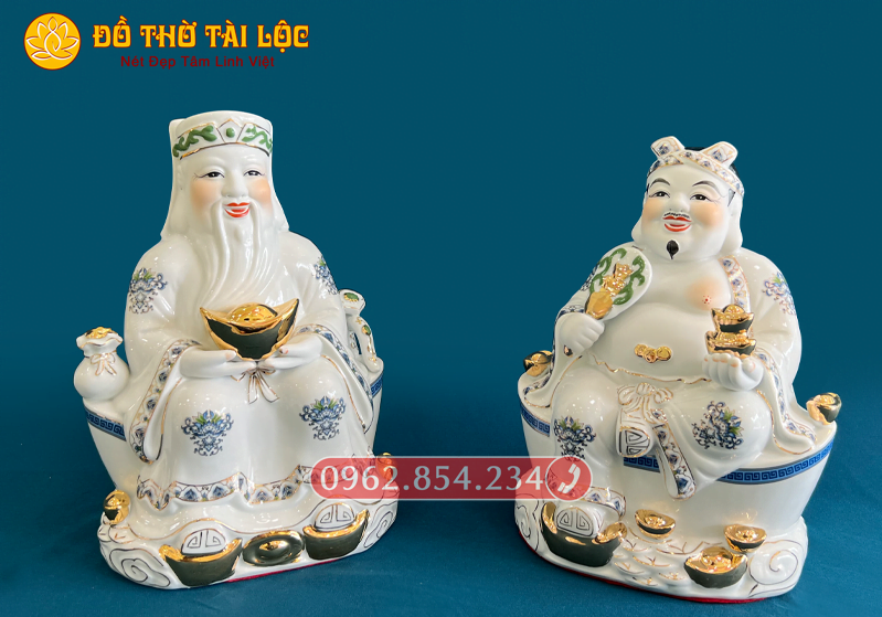 Tượng Thần Tài Thổ Địa Túi Vàng Sứ DT0030